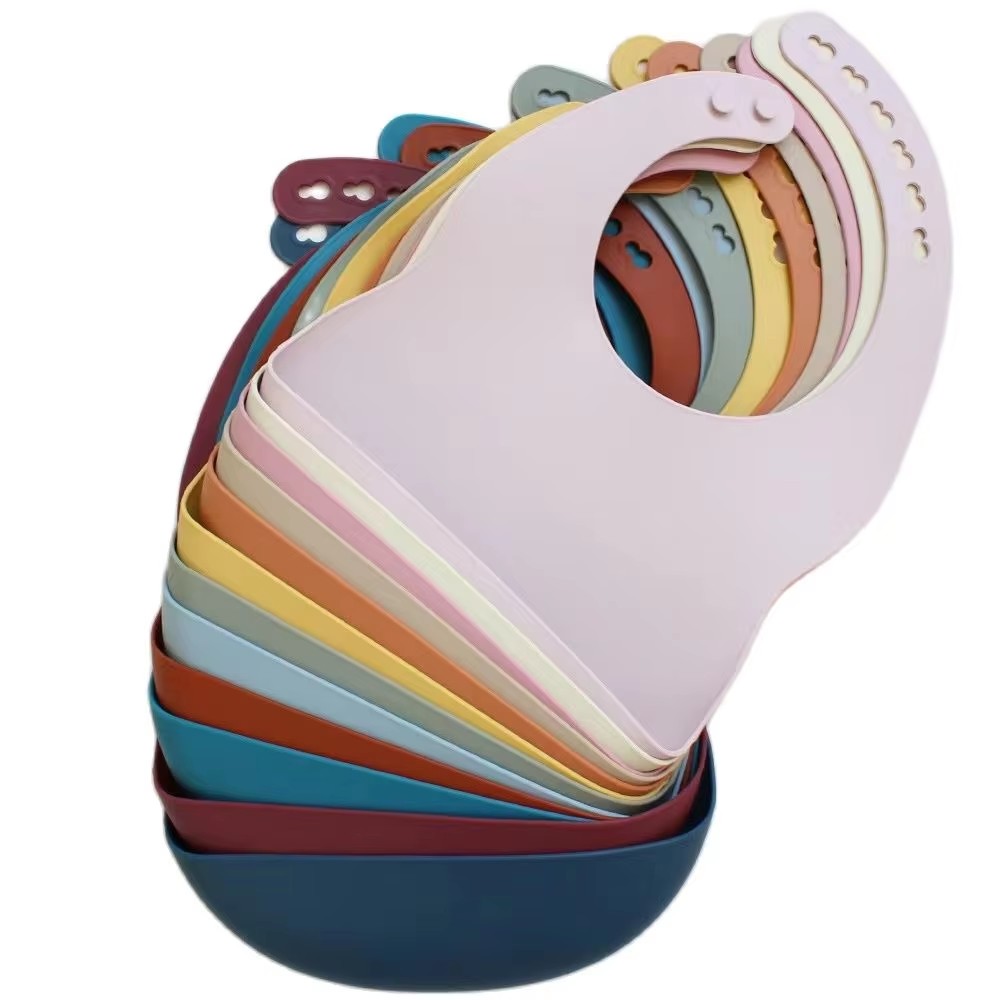 Waterproof Baby Bibs Silicone - ผ้ากันเปื้อนซิลิโคนสำหรับเด็กทารก กันน้ำ นุ่ม ปรับได้ 4 ระดับ