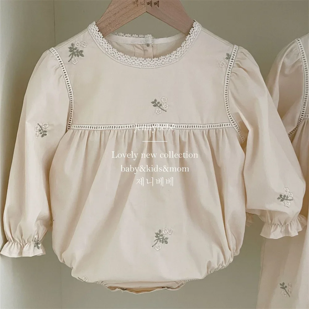 Newborn Baby Girl Romper Floral - เด็กทารกปักดอกไม้Romperแขนยาวเด็กOnesieทารกลูกไม้Jumpsuitเด็กวัยหัดเดินทารกแรกเกิดOne Pieceเสื้อผ้าเด็ก
