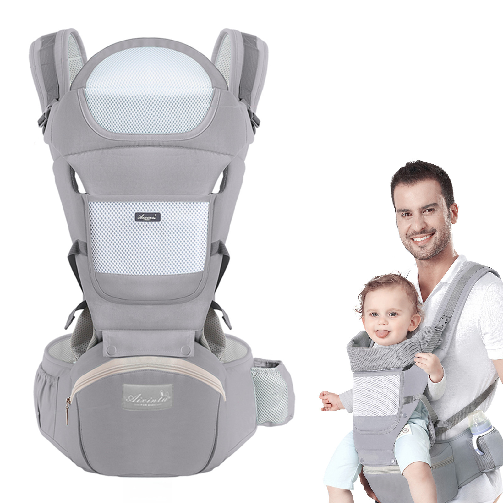 Ergonomic Baby Carrier Newborn To Toddler - เป้อุ้มเด็กตามหลักสรีรศาสตร์ทารกมัลติฟังก์ชั่สตูลเอวทารกแรกเกิดถึงเด็กวัยหัดเดิน Multi-use ก่อนและหลังอุปกรณ์เสริมกระเป๋าจิงโจ้