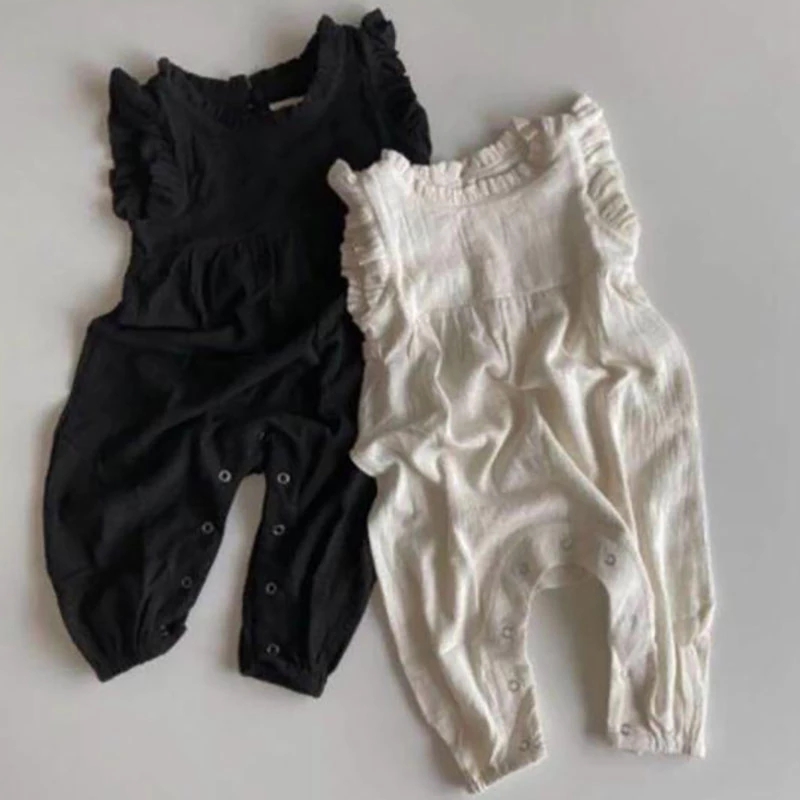 Baby Summer Linen Sleeveless Jumpsuit - ชุดรอมเปอร์เด็กทารกแบบใหม่สำหรับฤดูร้อนปี 2026 ชุดจั๊มสูทเด็กผู้หญิงแบบไม่มีแขน ชุดเด็กเล็ก เสื้อผ้าเด็กผู้หญิงผ้าลินิน สำหรับเด็กอายุ