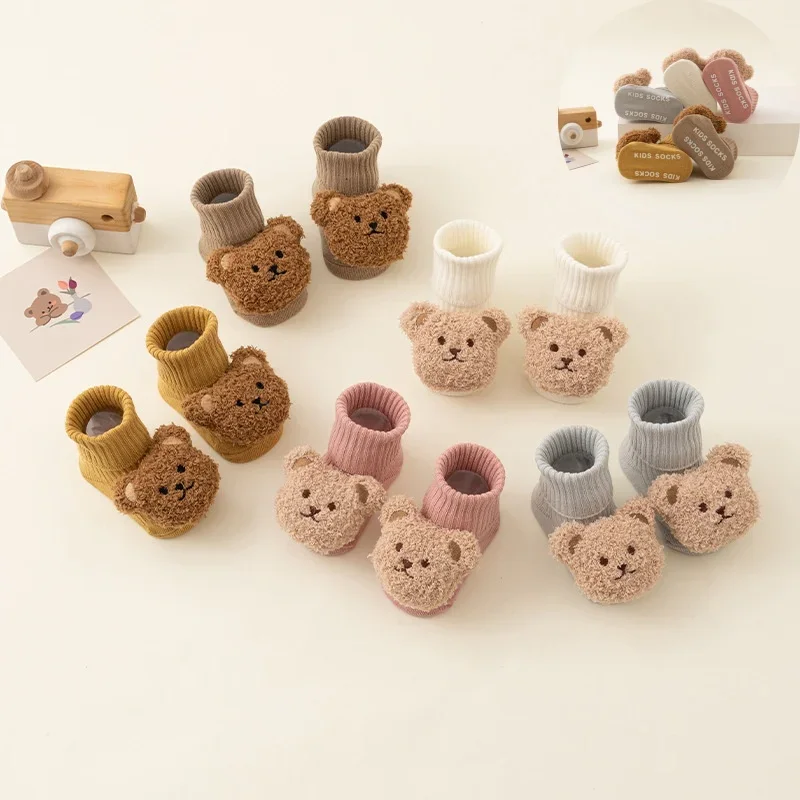Unisex Baby Socks Non Slip - ถุงเท้าเด็กอบอุ่นลายการ์ตูนน่ารักถุงเท้าพื้นกันลื่นสำหรับเด็กวัยหัดเดินเด็กผู้ชายเด็กผู้หญิงถุงเท้าขนยาวหนาสำหรับฤดูใบไม้ร่วงและฤดูหนาว