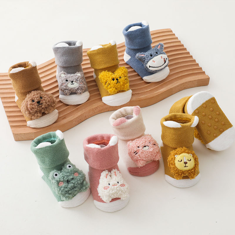 Unisex Baby Socks Non Slip - ทารกแรกเกิดเด็กทารกน่ารักการ์ตูนสัตว์ถุงเท้าเด็กลื่นถุงเท้าฤดูหนาว WARM ถุงเท้าสําหรับทารกเด็กวัยหัดเดิน