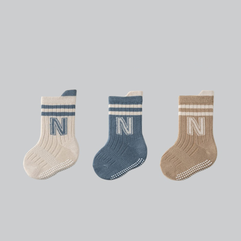 Unisex Baby Socks Non Slip - 3 คู่/ล็อตเด็กผ้าฝ้ายถุงเท้าตัวอักษร Casual กีฬาเด็กผู้หญิงเด็กวัยหัดเดินเด็กถุงเท้าสั้นลื่น