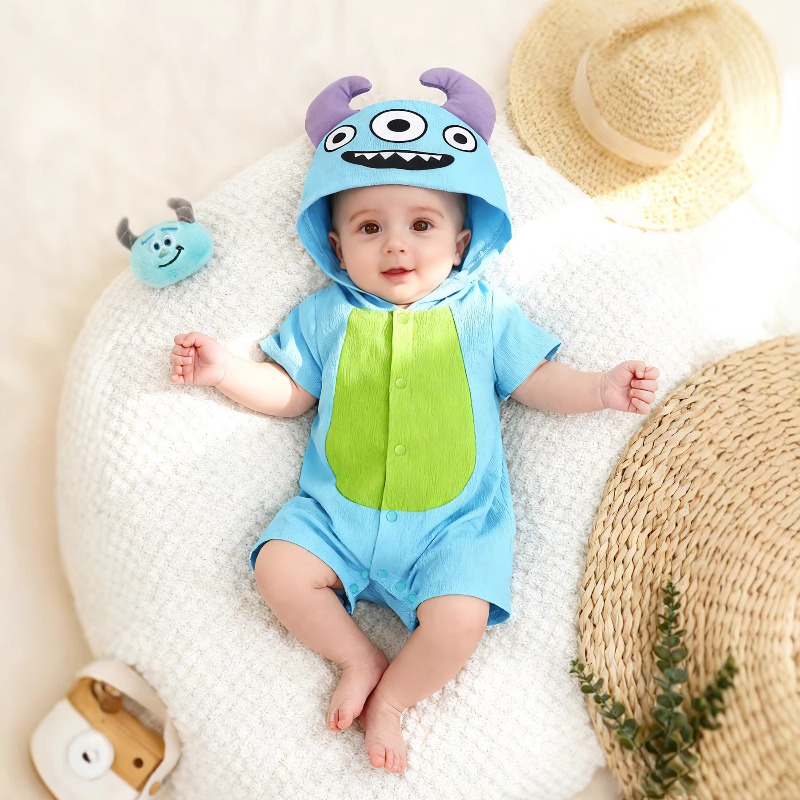 ชุดรอมเปอร์เด็กแรกเกิดสีฟ้าลาย - Cotton Baby Onesies Zipper บทวิจารณ์และราคา