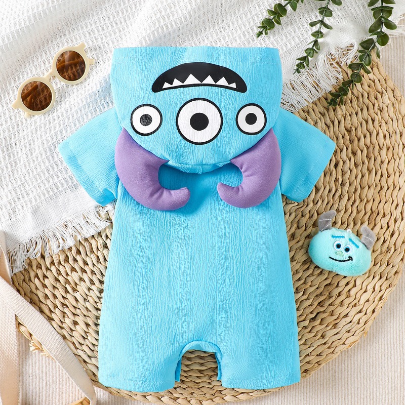 ชุดรอมเปอร์เด็กแรกเกิดสีฟ้าลาย - Cotton Baby Onesies Zipper บทวิจารณ์และราคา