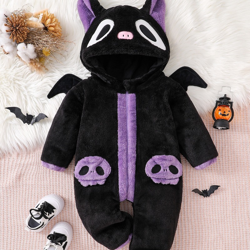 ชุดรอมเปอร์เด็กแรกเกิดสีดำม่วง - Cotton Baby Onesies Zipper บทวิจารณ์และราคา