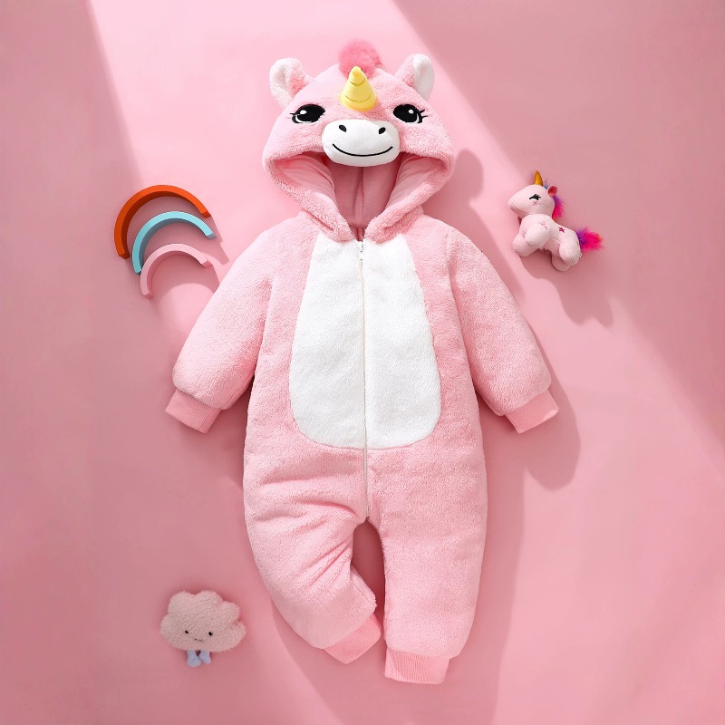 ชุดรอมเปอร์ยูนิคอร์นสีชมพูสำหร - Cotton Baby Onesies Zipper บทวิจารณ์และราคา
