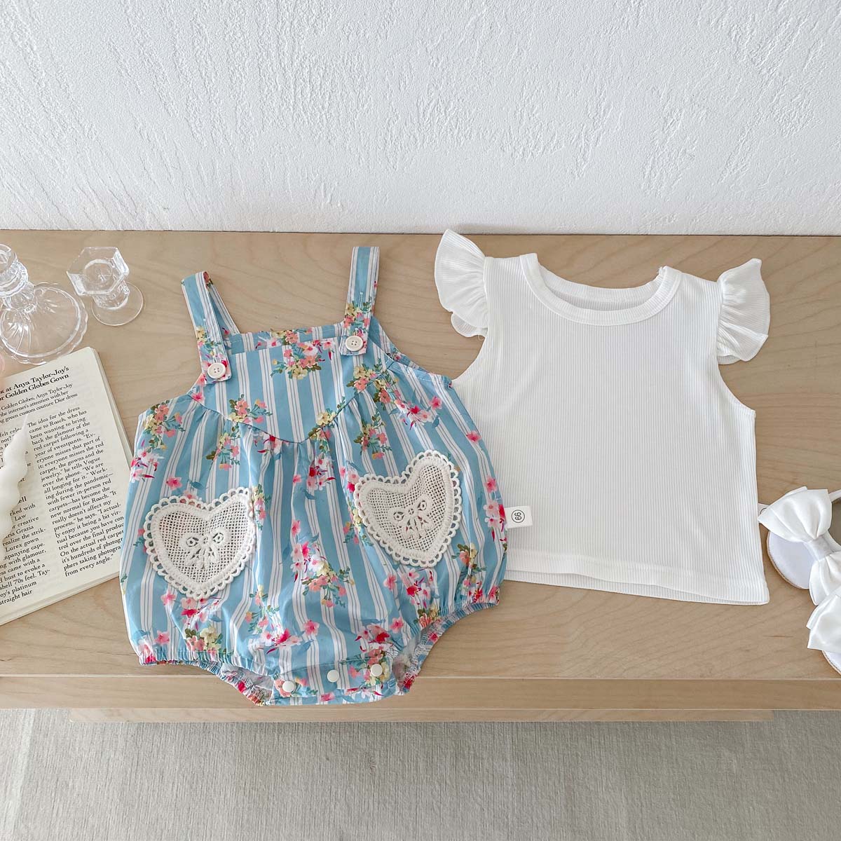 ชุดบอดี้สูทเด็กผู้หญิง2ชิ้นชุด - Newborn Baby Girl Romper Floral บทวิจารณ์และราคา