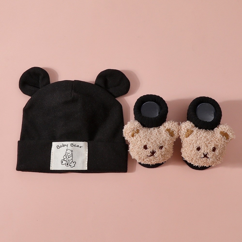 ชุดหมวกและถุงเท้าเด็กอ่อนผ้าฝ้ - Infant Beanie Hat With Ears บทวิจารณ์และราคา