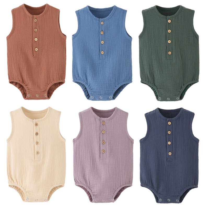 ชุดบอดี้สูทเด็กแรกเกิด ผ้าฝ้าย - Baby Summer Linen Sleeveless Jumpsuit บทวิจารณ์และราคา