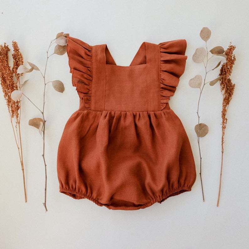ชุดรอมเปอร์เด็กผู้หญิงสำหรับฤด - Baby Summer Linen Sleeveless Jumpsuit บทวิจารณ์และราคา
