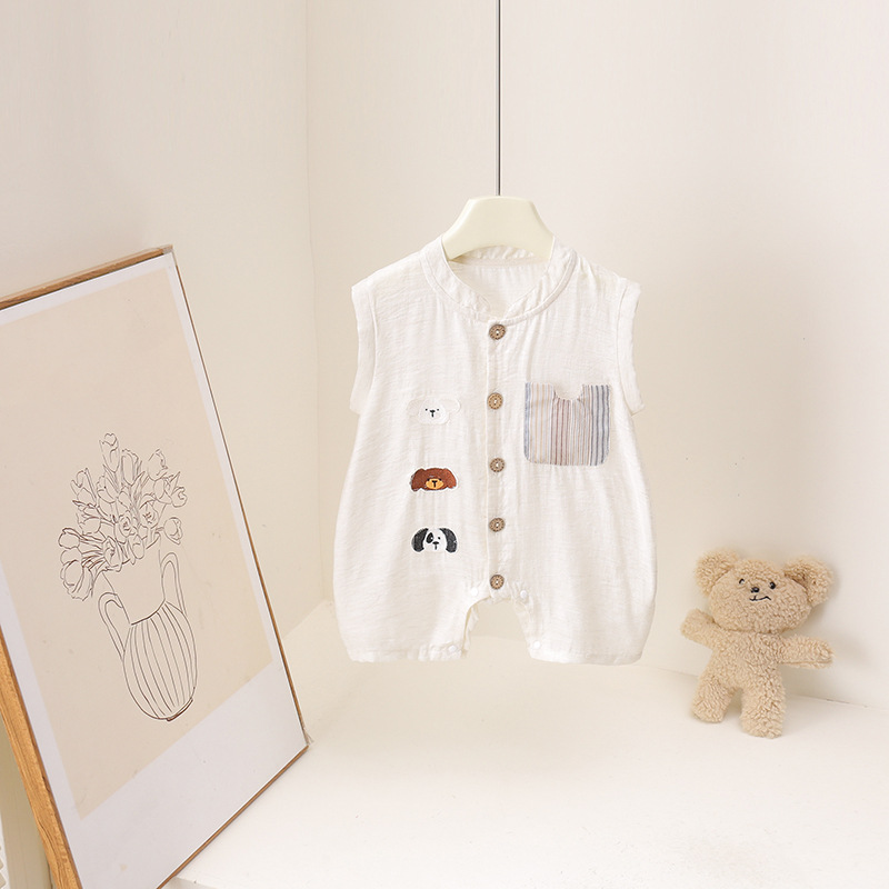 ชุดรอมเปอร์ฤดูร้อนสำหรับเด็กทา - Baby Summer Linen Sleeveless Jumpsuit บทวิจารณ์และราคา