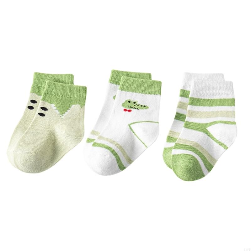 3 คู่ถุงเท้าเด็กทารกระบายอากาศ - Unisex Baby Socks Non Slip บทวิจารณ์และราคา